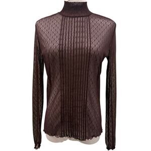 Sheer Purple Plum Mock Neck Long Sleeve Mesh Top Y2K Whimsigoth Medium